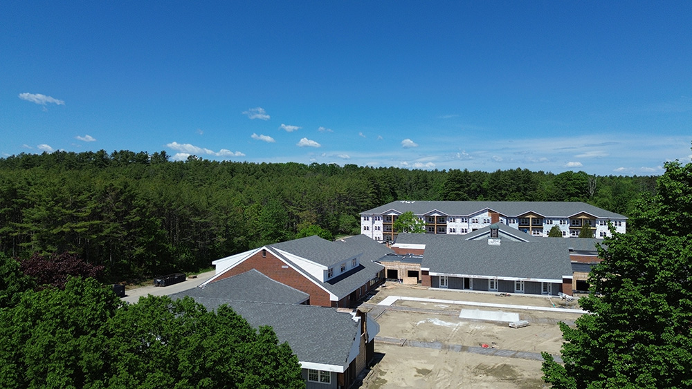 drone building and skyline