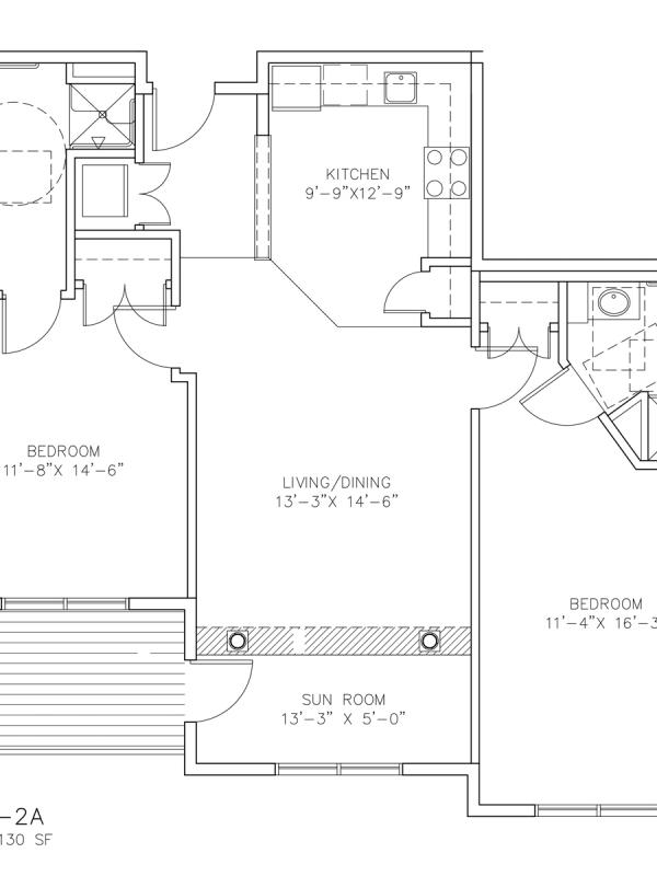 I-2A Two Bedroom - 1130 sf