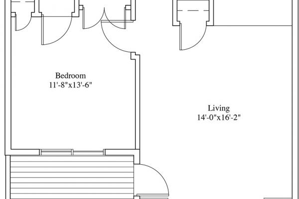 The Elms Deluxe – One Bedroom 833 sf